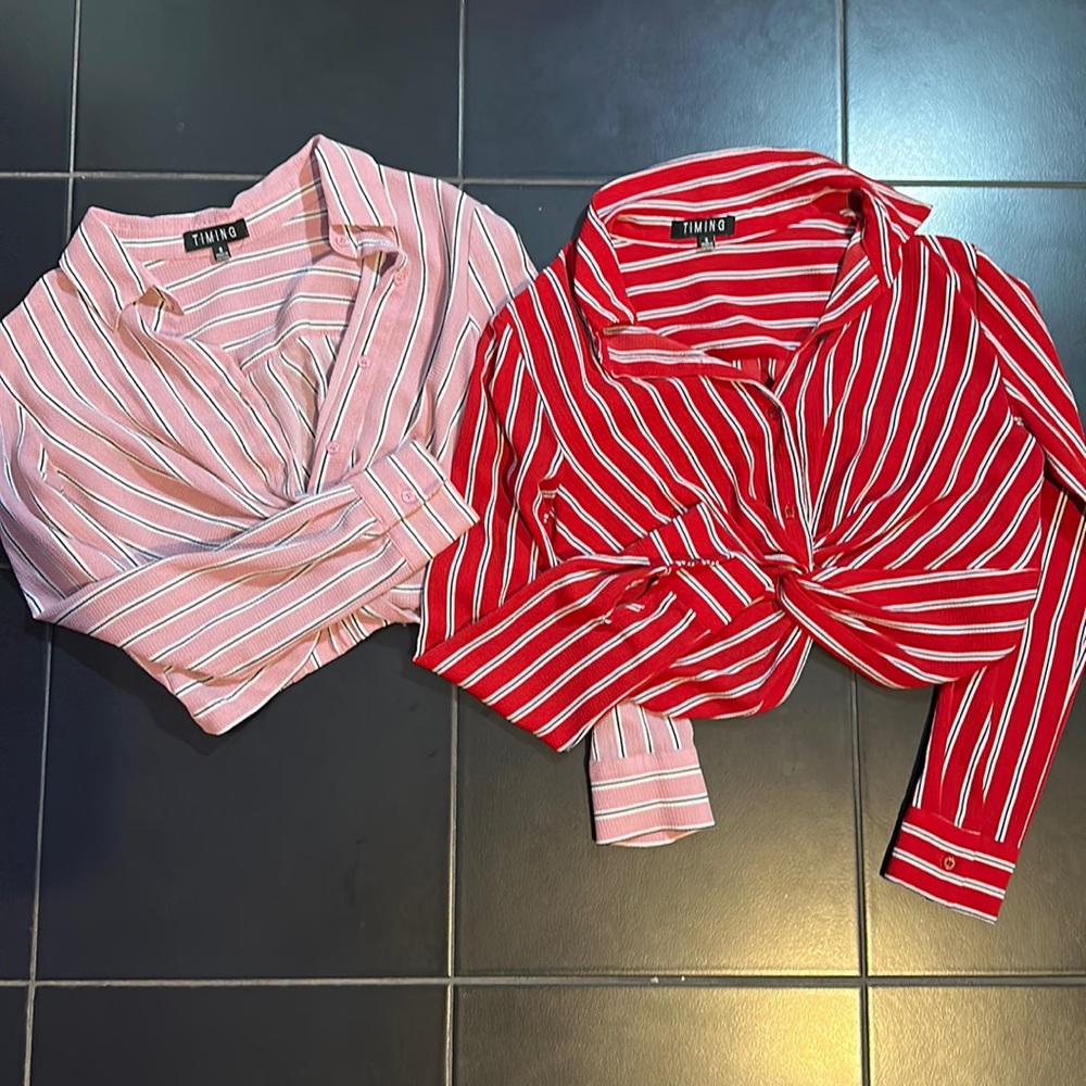 Timing cropped long sleeve blouse